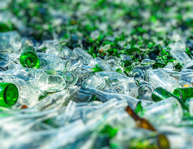 Recyclage du verre et bac bleu